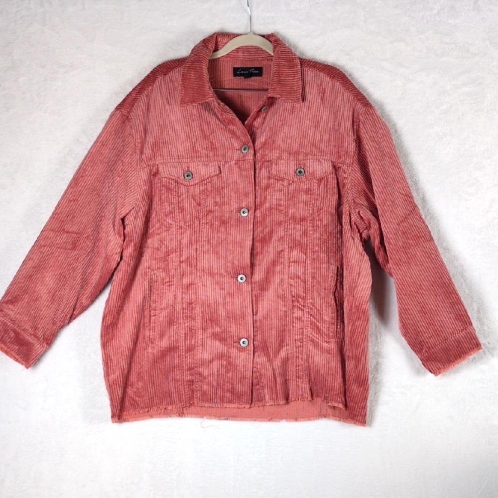 Love Tree Womens Pink Corduroy Shacket Button Down Shirt Size L